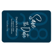 Blue Minimalist日付の保存タイポグラフィ マグネット (横)