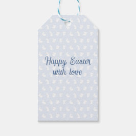 Blue Minimalist Bunny Happy Easter with Love  ギフトタグ