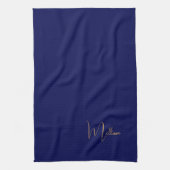 Blue minimalist custom name  キッチンタオル (縦)