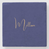 Blue minimalist custom name  ストーンコースター (正面)