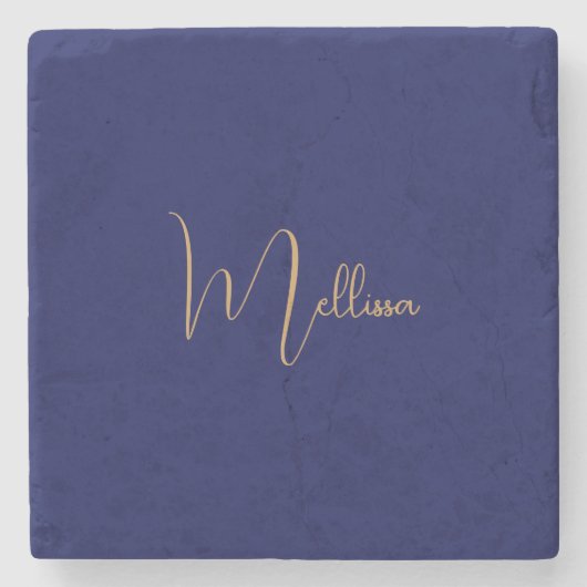Blue minimalist custom name  ストーンコースター (正面)