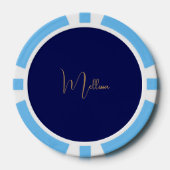 Blue minimalist custom name  ポーカーチップ (正面)