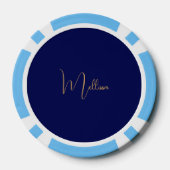 Blue minimalist custom name  ポーカーチップ (裏面)