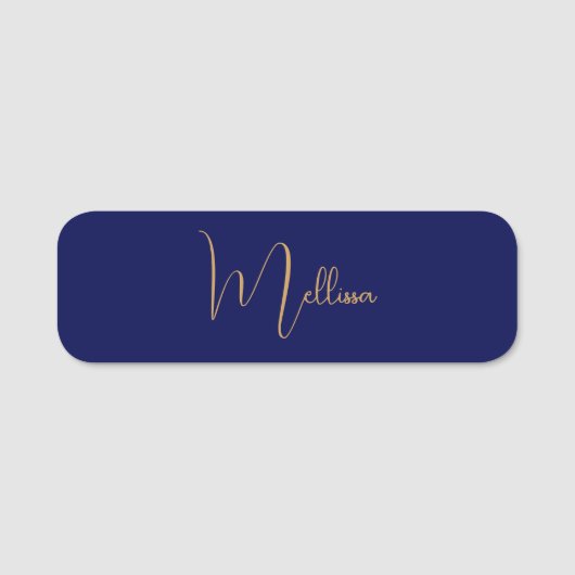 Blue minimalist custom name  名札 (正面)