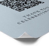 Blue Minimalist Honeymoon Fund Sign with QR Code ポスター (角)