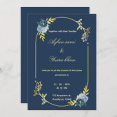 Blue minimalist Muslim wedding invitation Editable 招待状 (正面/裏面)