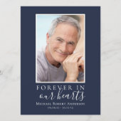 Blue Minimalist Photo Memorial Service Program 招待状 (正面)