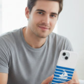 Blue Minimalist Sailboat Phone Case for iPhone 15ケース