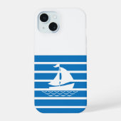 Blue Minimalist Sailboat Phone Case for iPhone 15ケース (裏面)