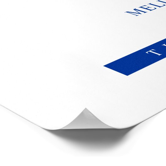 Blue Minimalist Unplugged Wedding Sign ポスター (角)