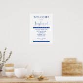 Blue Minimalist Unplugged Wedding Sign ポスター (キッチン)