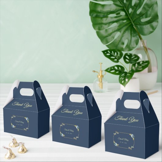 Blue Minimalist Wedding Favor Boxes Editable フェイバーボックス (複数)