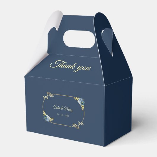 Blue Minimalist Wedding Favor Boxes Editable  フェイバーボックス (裏面サイド)