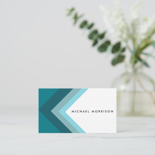 Blue mint arrow geometric minimal modern design 名刺 (スタンド正面)