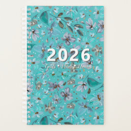 Blue Mint Magic Watercolor Floral 2026 Customized プランナー手帳