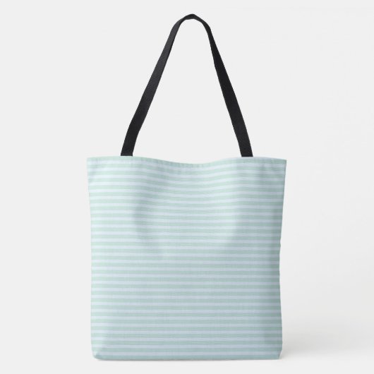 Blue Mint Stripe Classic Monogram Initials トートバッグ (裏面)