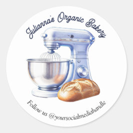 Blue Mixer Bread Bakery Pastry Chef ラウンドシール