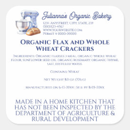 Blue Mixer Bread Bakery Pastry Chef Food Product スクエアシール