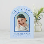 Blue Modern Arch Grad Photo Announcement 招待状 (スタンド正面)