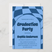 Blue Modern Arch with Photo Graduation Party 招待状 (正面)