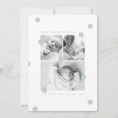 Blue Modern Baby Photo Collage Birth Announcement 案内状 (正面)