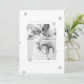Blue Modern Baby Photo Collage Birth Announcement 案内状 (スタンド正面)