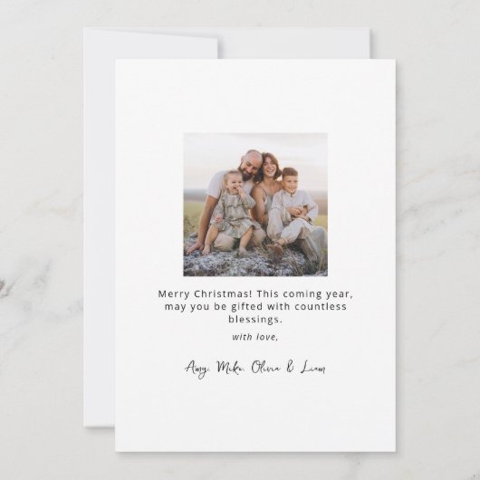 Blue Modern Boho 8 Photo Collage Christmas  シーズンカード (裏面)