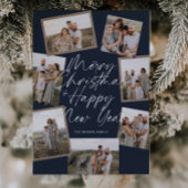 Blue Modern Boho 8 Photo Collage Christmas  シーズンカード