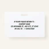 Blue Modern Company Logo Employee ID Card バッジ (裏面)