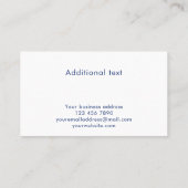 Blue Modern Custom Monogram Crest Professional 名刺 (裏面)