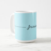 Blue Modern Elegant Plain Simple Professional Name コーヒーマグカップ (正面左)