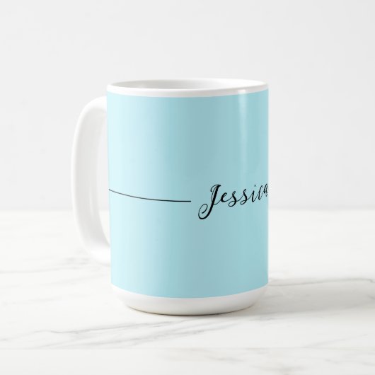 Blue Modern Elegant Plain Simple Professional Name コーヒーマグカップ (正面左)