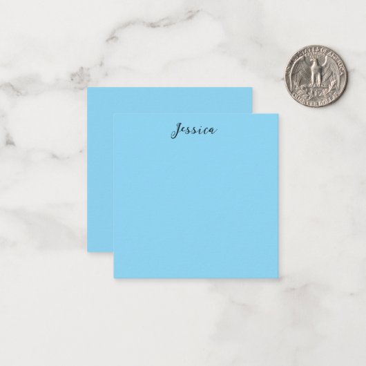 Blue Modern Elegant Plain Simple Professional Name ノートカード (正面/裏面インサイチュ)