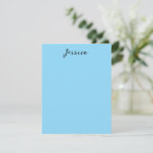 Blue Modern Elegant Plain Simple Professional Name 出欠カード (スタンド正面)