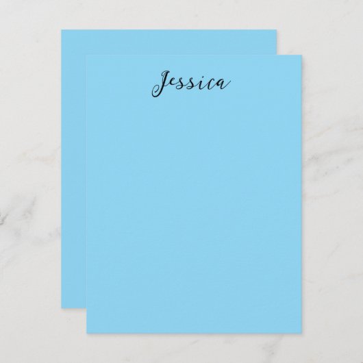 Blue Modern Elegant Plain Simple Professional Name 出欠カード (正面/裏面)