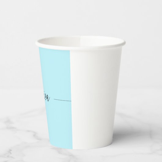 Blue Modern Elegant Plain Simple Professional Name 紙コップ (左)