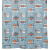 Blue Modern Geometric シャワーカーテン (正面)