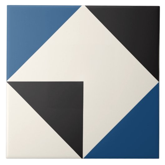Blue Modern Geometric Shape Pattern タイル (正面)