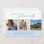 Blue Modern Merry Moments Beach Photos Holiday シーズンカード (正面)