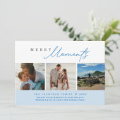 Blue Modern Merry Moments Beach Photos Holiday シーズンカード (スタンド正面)