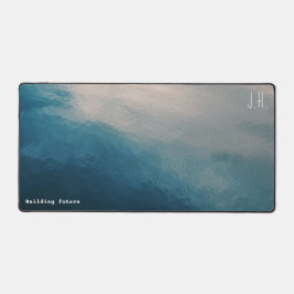 Blue modern minimalist (Custom Text and Initials) デスクマット