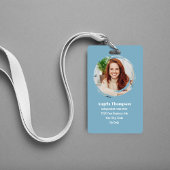 Blue Modern Photo QR Code Employee バッジ