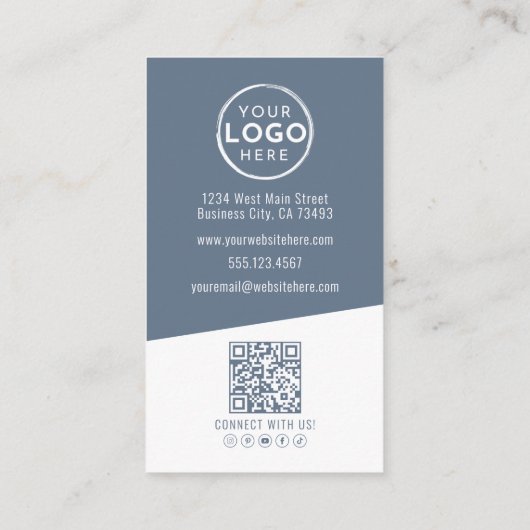 Blue Modern Photo QR Code Logo Vertical 名刺 (裏面)