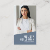 Blue Modern Photo QR Code Logo Vertical 名刺 (正面)