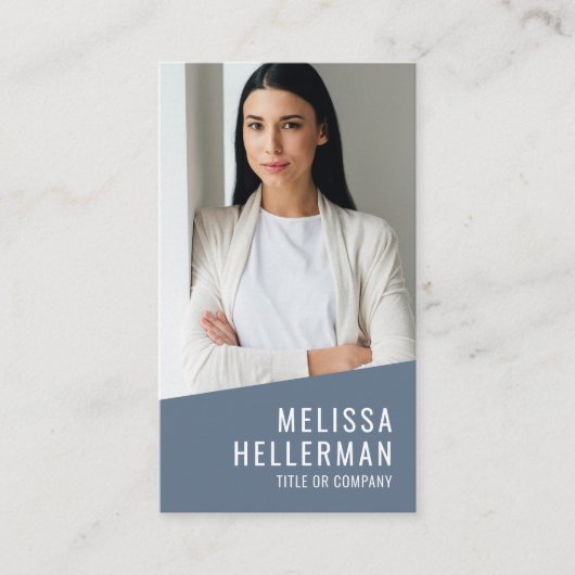 Blue Modern Photo QR Code Logo Vertical 名刺 (正面)