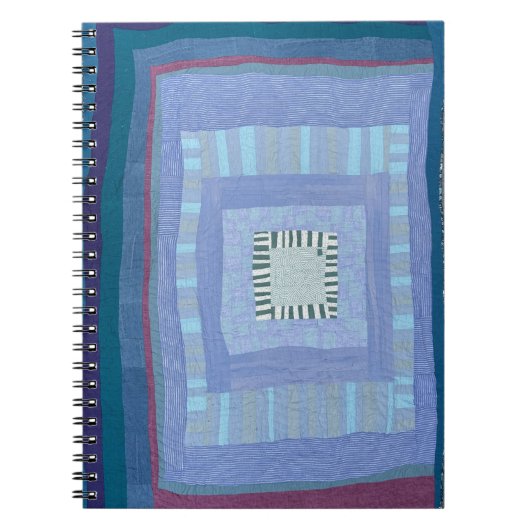 Blue modern quilt notebook ノートブック (正面)