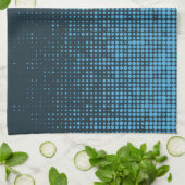 Blue, modern, retro, cool, trendy dot pattern キッチンタオル (折り畳み)