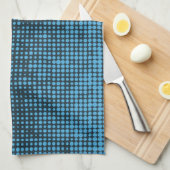 Blue, modern, retro, cool, trendy dot pattern キッチンタオル (四つ折り)