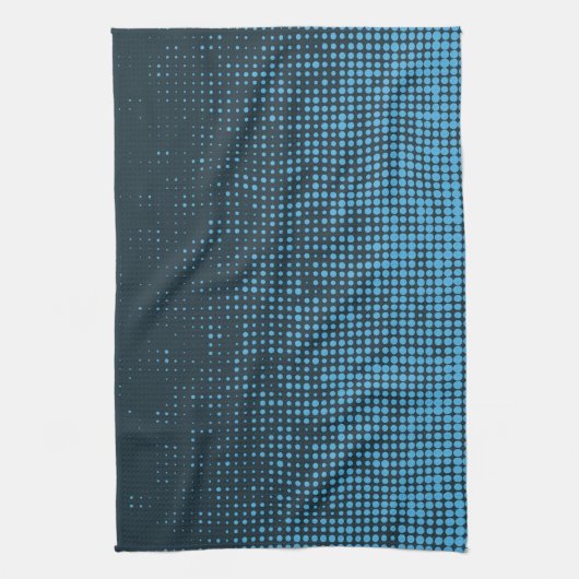 Blue, modern, retro, cool, trendy dot pattern キッチンタオル (縦)