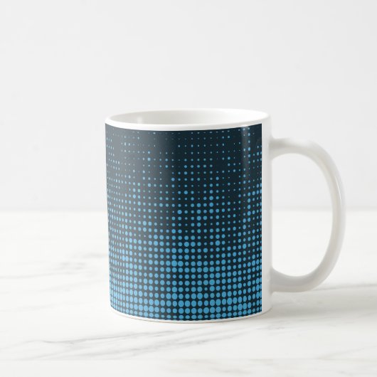 Blue, modern, retro, cool, trendy dot pattern コーヒーマグカップ (右)